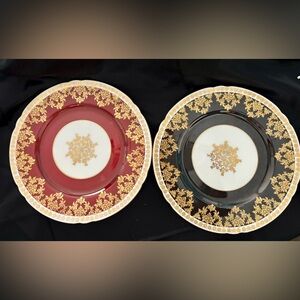 Elegant Red and Black Shelley Dessert  Plate